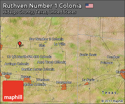 Satellite 3D Map of Ruthven Number 1 Colonia