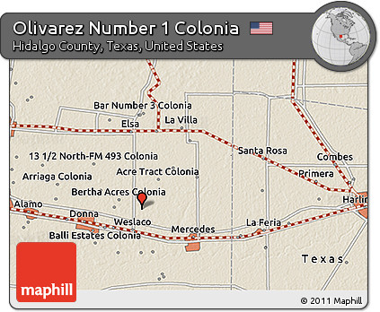 Shaded Relief 3D Map of Olivarez Number 1 Colonia