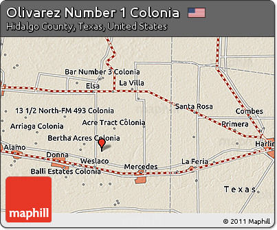 Shaded Relief 3D Map of Olivarez Number 1 Colonia