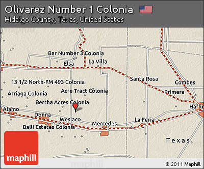 Shaded Relief 3D Map of Olivarez Number 1 Colonia
