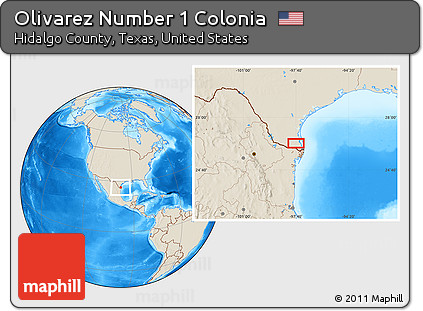 Shaded Relief Location Map of Olivarez Number 1 Colonia