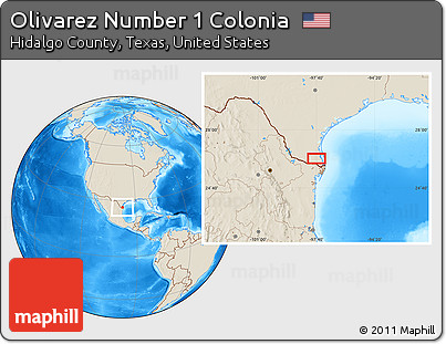 Shaded Relief Location Map of Olivarez Number 1 Colonia