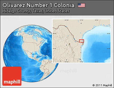 Shaded Relief Location Map of Olivarez Number 1 Colonia