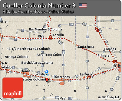Shaded Relief Map of Cuellar Colonia Number 3