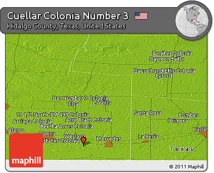 Physical Panoramic Map of Cuellar Colonia Number 3