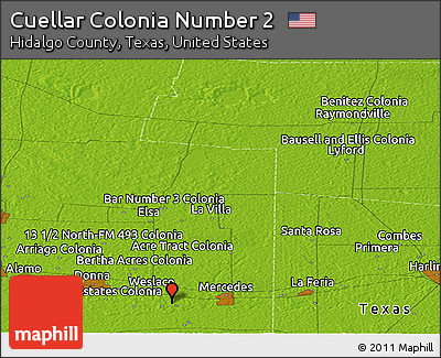 Physical Panoramic Map of Cuellar Colonia Number 2