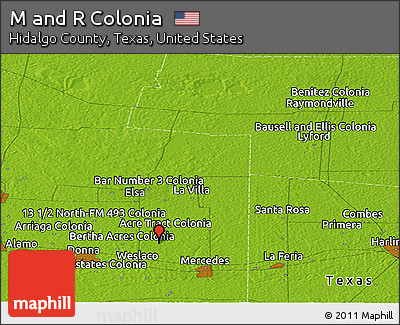 Physical Panoramic Map of M and R Colonia