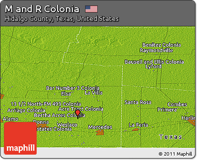 Physical Panoramic Map of M and R Colonia