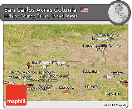 Satellite Panoramic Map of San Carlos Acres Colonia