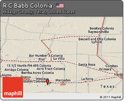 Shaded Relief Panoramic Map of R C Babb Colonia