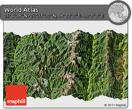 Satellite 3D Map of the Area around 26° 21' 4" N, 98° 40' 30" E