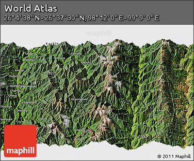 Satellite 3D Map of the Area around 26° 21' 4" N, 98° 40' 30" E