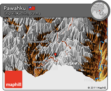 Physical Panoramic Map of Pawahku