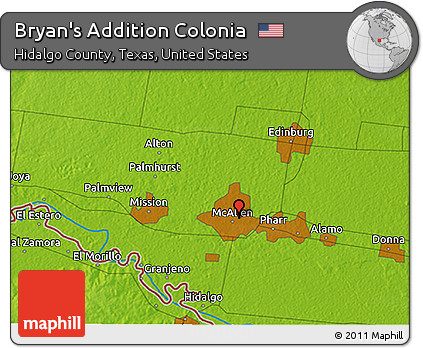 Physical 3D Map of Bryan's Addition Colonia