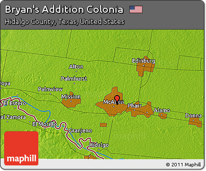 Physical 3D Map of Bryan's Addition Colonia