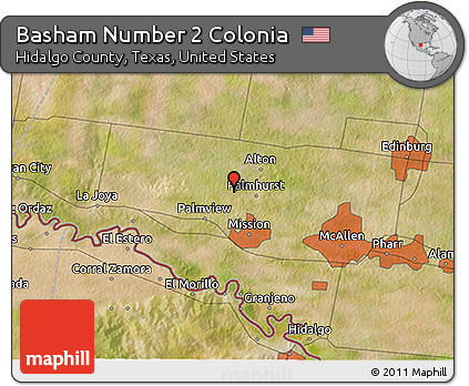 Satellite 3D Map of Basham Number 2 Colonia