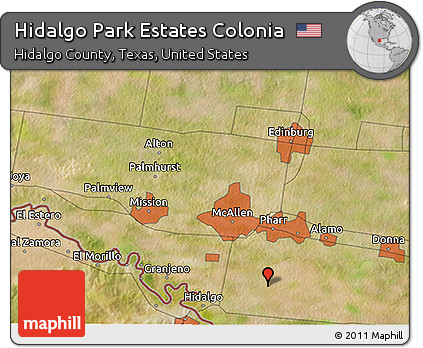 Satellite 3D Map of Hidalgo Park Estates Colonia