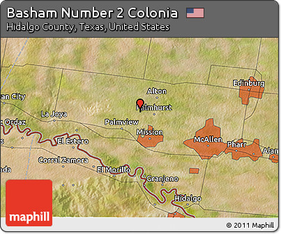 Satellite 3D Map of Basham Number 2 Colonia