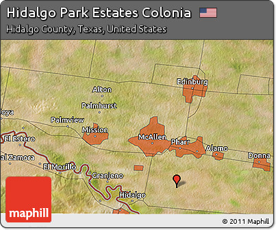 Satellite 3D Map of Hidalgo Park Estates Colonia