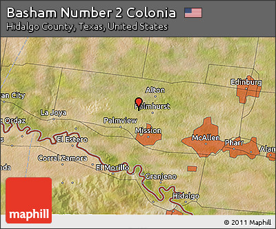 Satellite 3D Map of Basham Number 2 Colonia