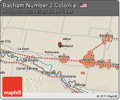 Shaded Relief 3D Map of Basham Number 2 Colonia