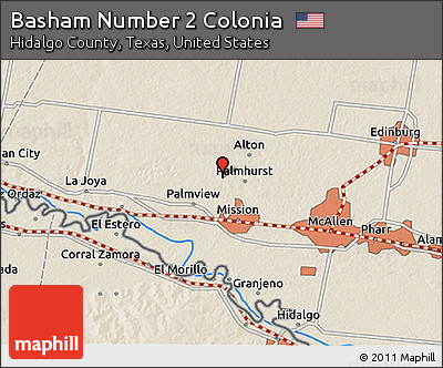 Shaded Relief 3D Map of Basham Number 2 Colonia