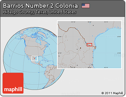 Gray Location Map of Barrios Number 2 Colonia