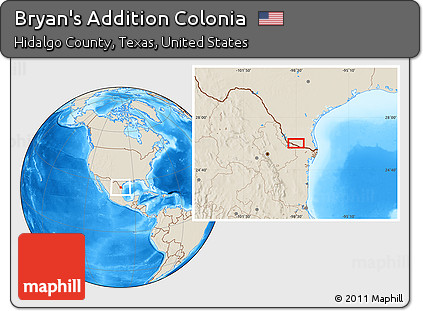 Shaded Relief Location Map of Bryan's Addition Colonia