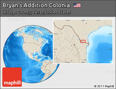 Shaded Relief Location Map of Bryan's Addition Colonia