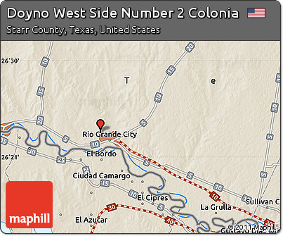 Shaded Relief Map of Doyno West Side Number 2 Colonia