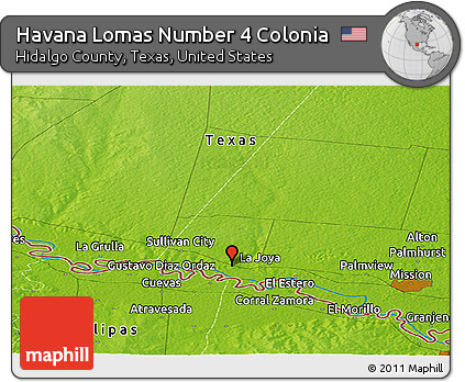 Physical Panoramic Map of Havana Lomas Number 4 Colonia