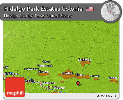 Physical Panoramic Map of Hidalgo Park Estates Colonia