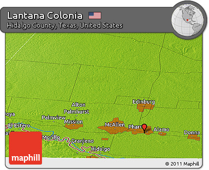 Physical Panoramic Map of Lantana Colonia