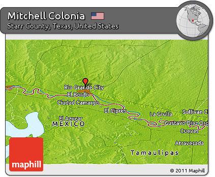 Physical Panoramic Map of Mitchell Colonia