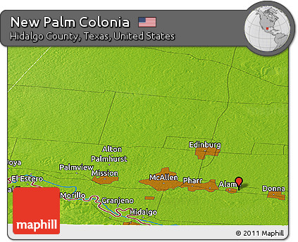 Physical Panoramic Map of New Palm Colonia