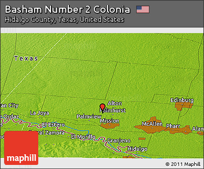 Physical Panoramic Map of Basham Number 2 Colonia