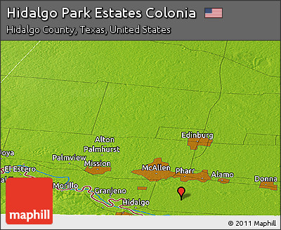 Physical Panoramic Map of Hidalgo Park Estates Colonia