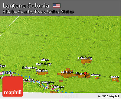 Physical Panoramic Map of Lantana Colonia