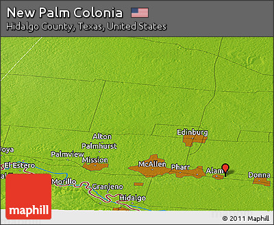 Physical Panoramic Map of New Palm Colonia