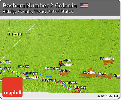 Physical Panoramic Map of Basham Number 2 Colonia