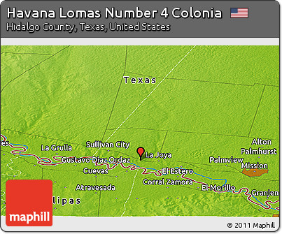 Physical Panoramic Map of Havana Lomas Number 4 Colonia