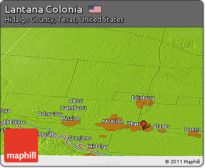 Physical Panoramic Map of Lantana Colonia