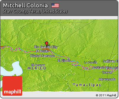 Physical Panoramic Map of Mitchell Colonia