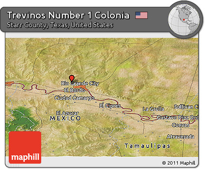 Satellite Panoramic Map of Trevinos Number 1 Colonia