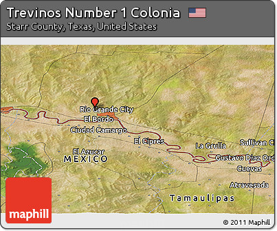 Satellite Panoramic Map of Trevinos Number 1 Colonia
