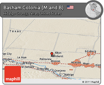 Shaded Relief Panoramic Map of Basham Colonia (M and B)