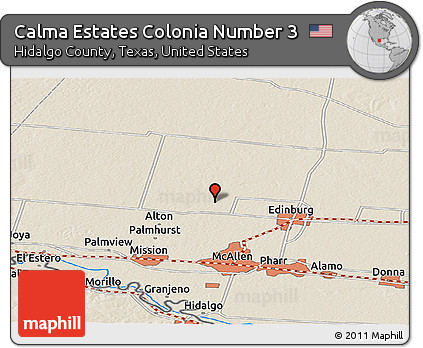 Shaded Relief Panoramic Map of Calma Estates Colonia Number 3