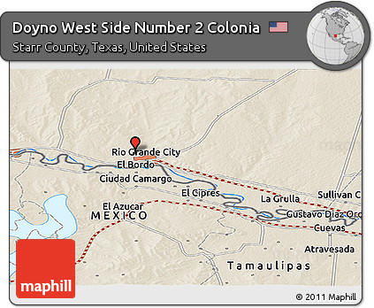 Shaded Relief Panoramic Map of Doyno West Side Number 2 Colonia