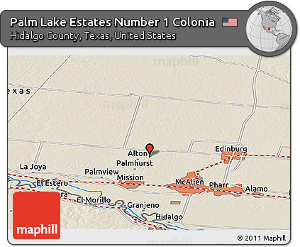 Shaded Relief Panoramic Map of Palm Lake Estates Number 1 Colonia