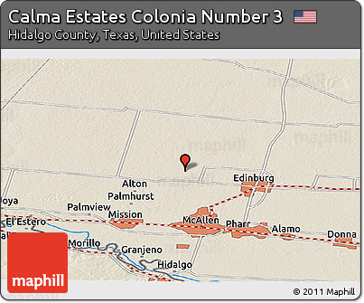 Shaded Relief Panoramic Map of Calma Estates Colonia Number 3